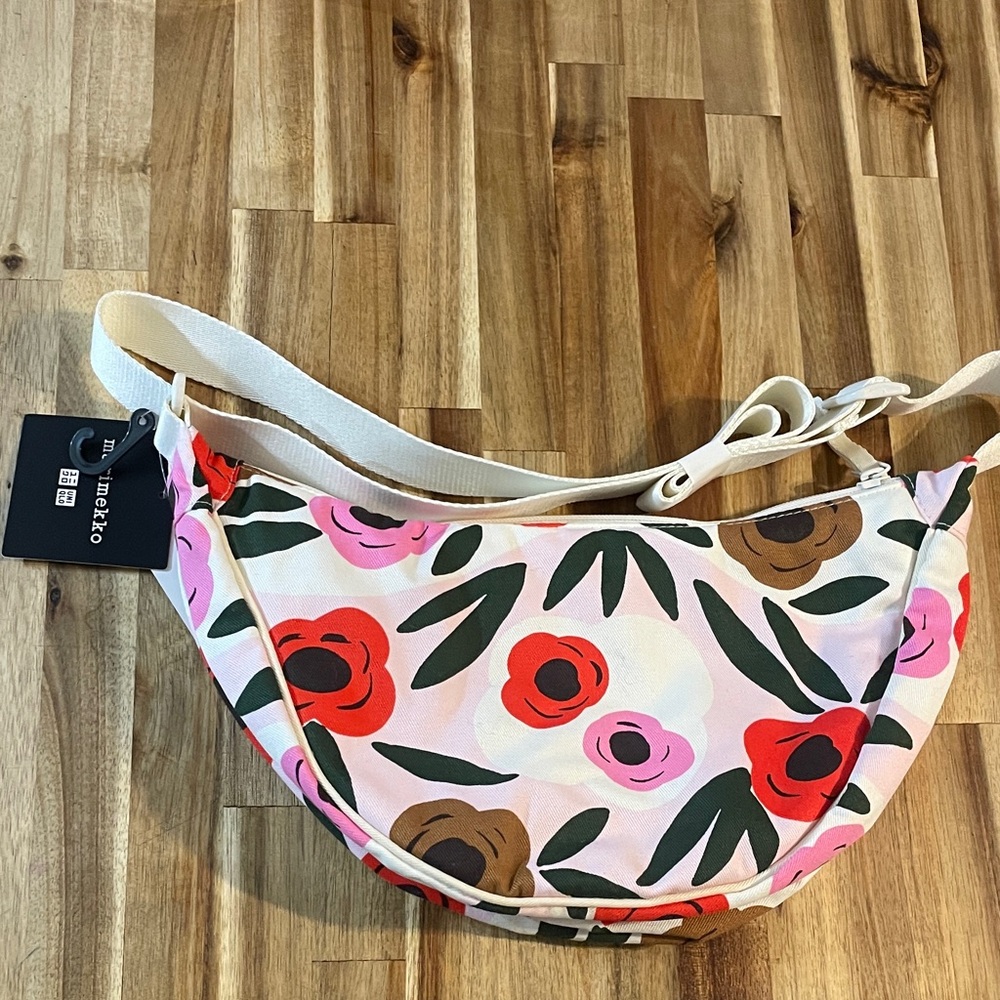 Marimekko Floral Shoulder Bag - Red, Pink, Green